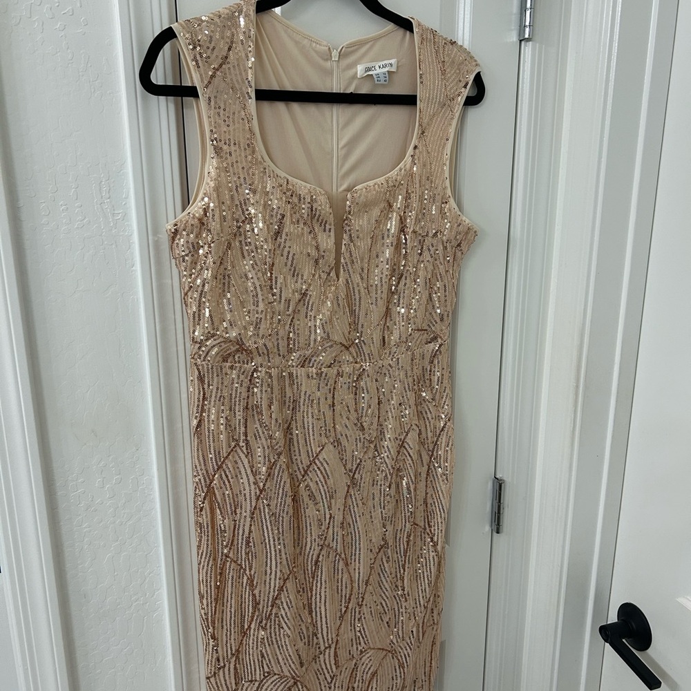 Grace Karin Gold Sheath Midi Dress for Wedding Guest